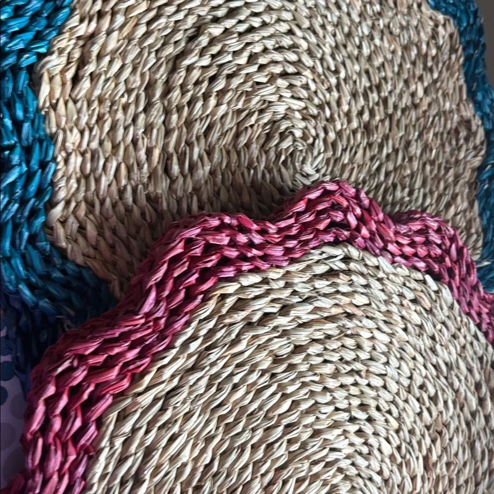 New-4  Trivet -woven bohemian Perfect for outdoor summer Plants 2 Teal 2 Red